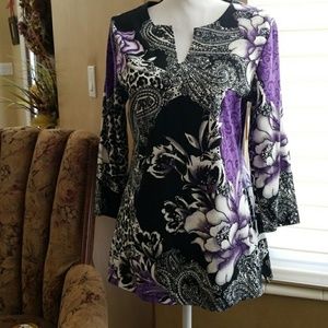 Karen Scott purple & black long tunic or short dress